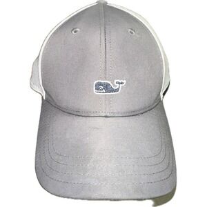 VINEYARD VINES TRUCKER HAT GRAY WHITE LOGO MESH BACK BASEBALL‎ CAP WHALE L/XL